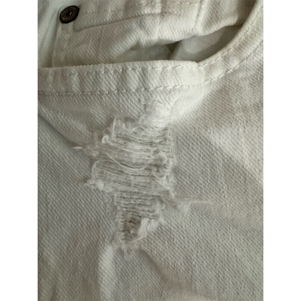 7 For All Mankind Jeans Womens Size 29 White Distressed Skinny Boyfriend - Picture 13 of 14